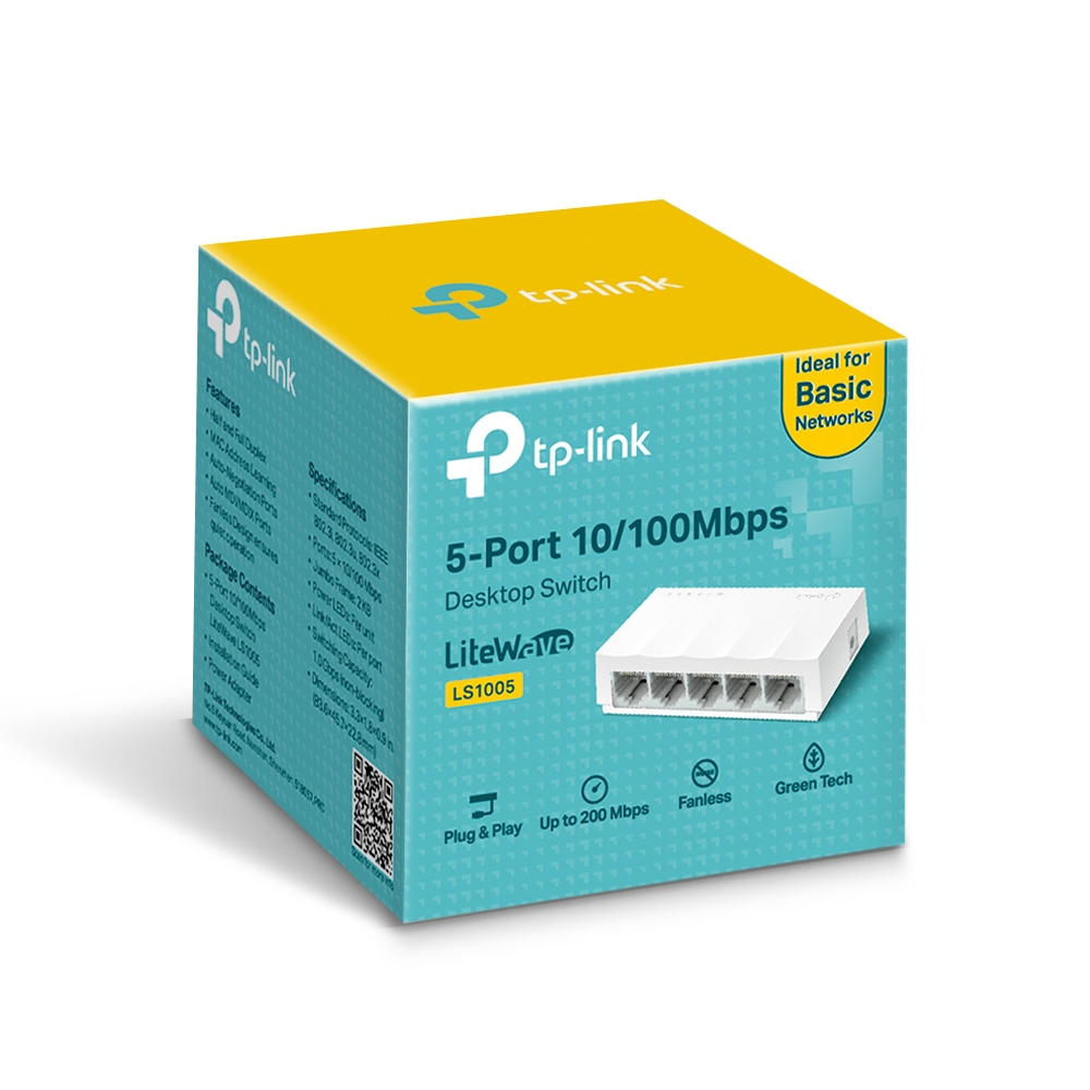 TP-LINK LS1005 5 PORT 10/100 DESKTOP SWITCH view 2