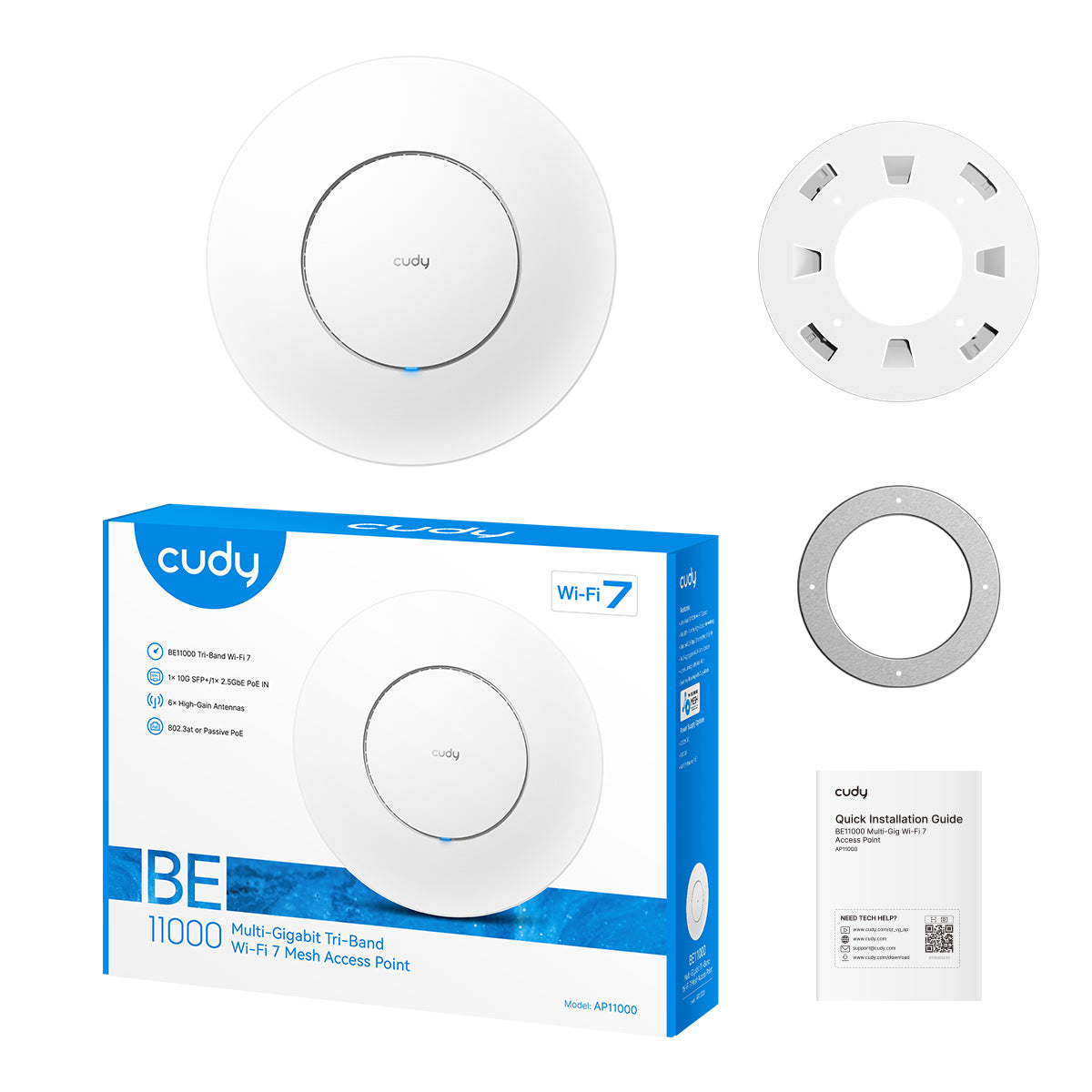 Cudy AP11000 - BE11000 Tri-Band Wi-Fi 7 2.5G Access Point with 10G SFP+ view 5