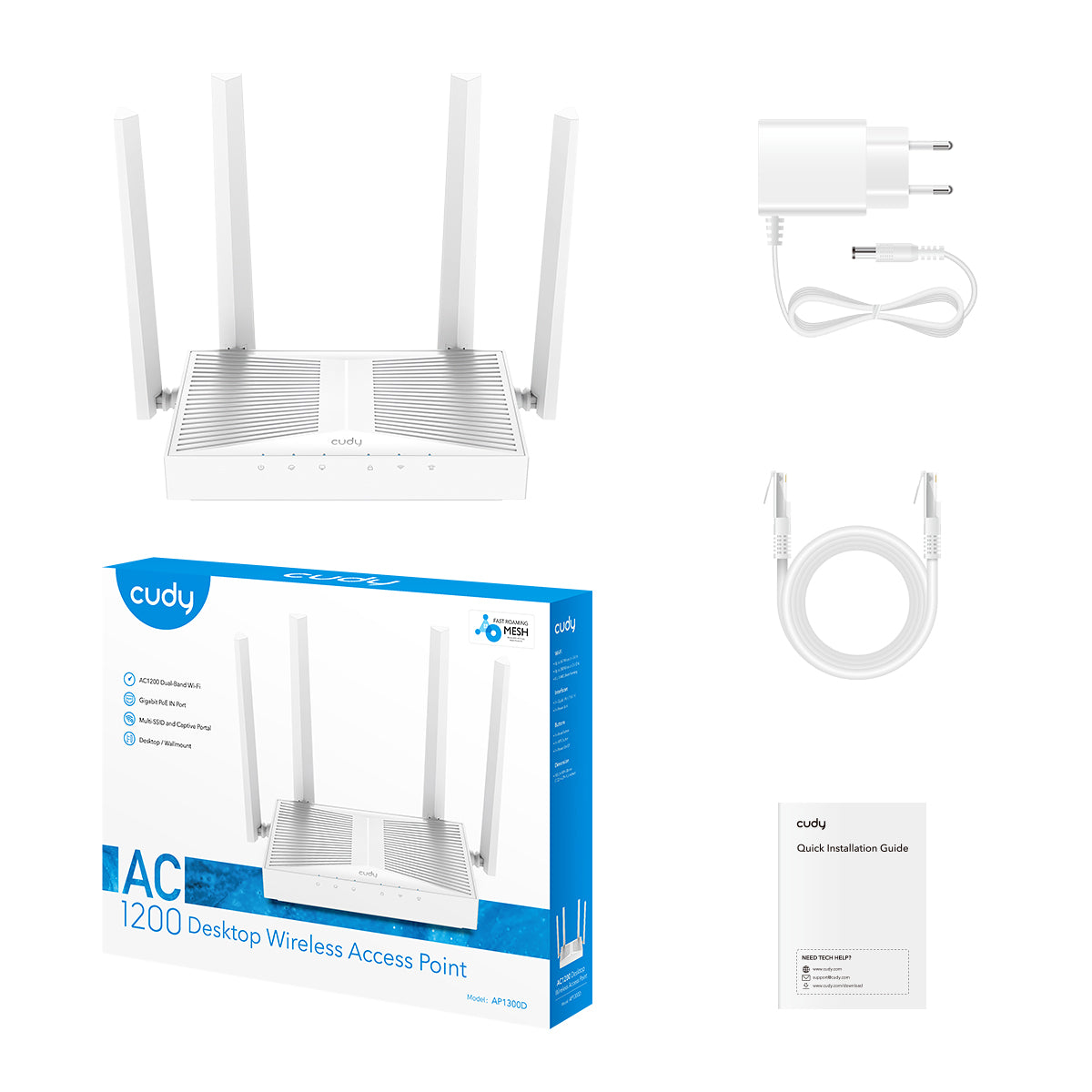 Cudy AP1300D - AC1300 Wireless Desktop Access Point view 3