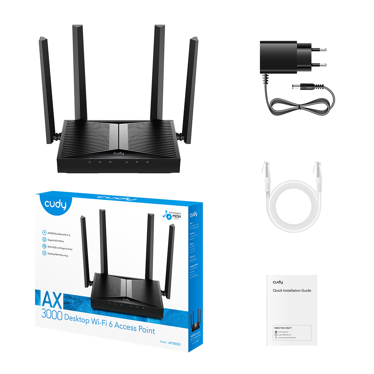 Cudy AP3000D - AX3000 Wi-Fi 6 Desktop Access Point view 3