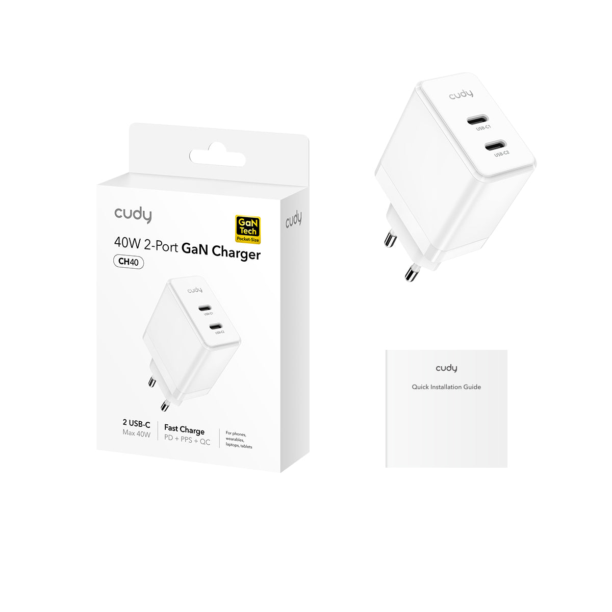 Cudy CH40_EU - 2-Port 40W USB-C Charger with EU Plug view 2