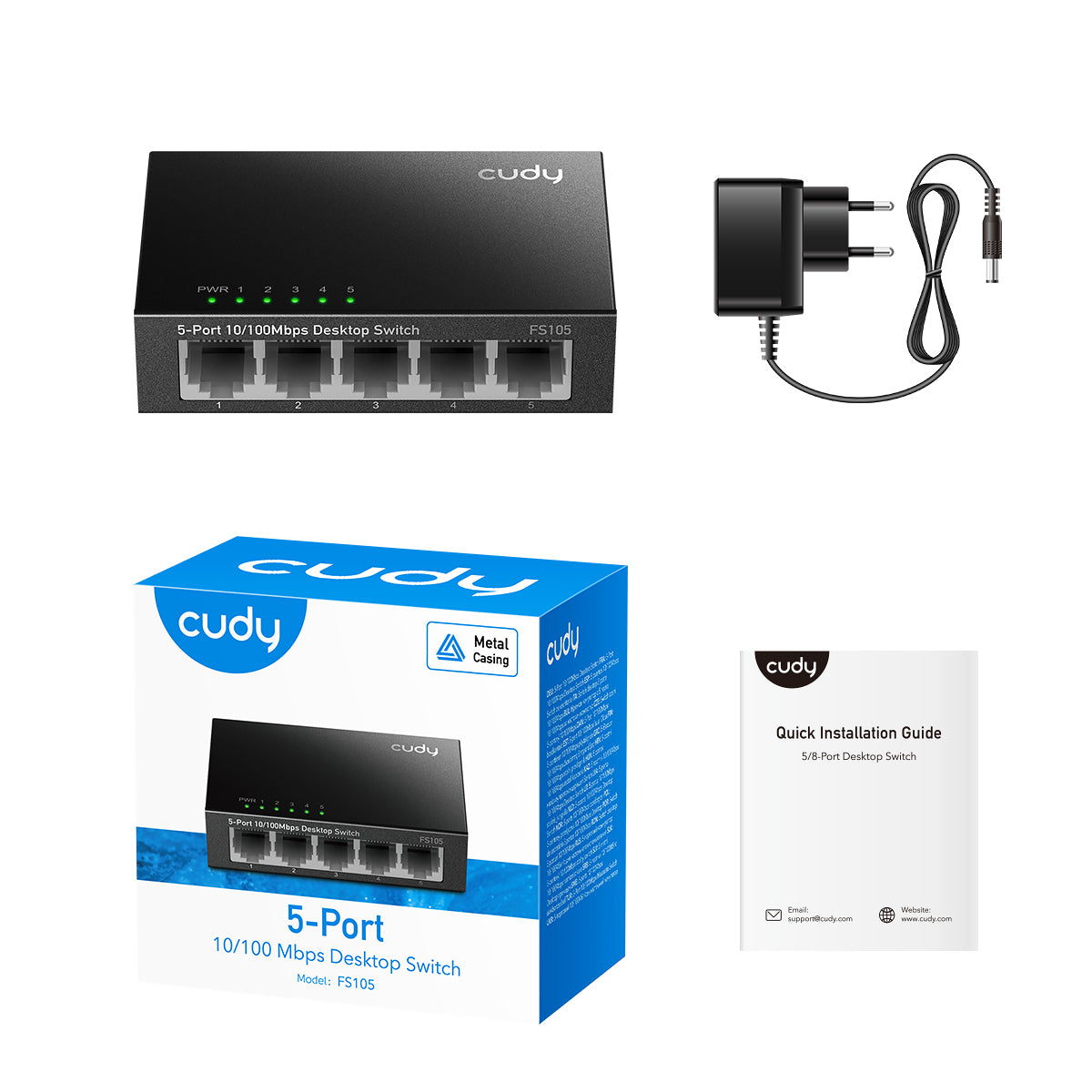 CUDY FS105 - 5-Port 10/100 Mbps Metal Switch view 3