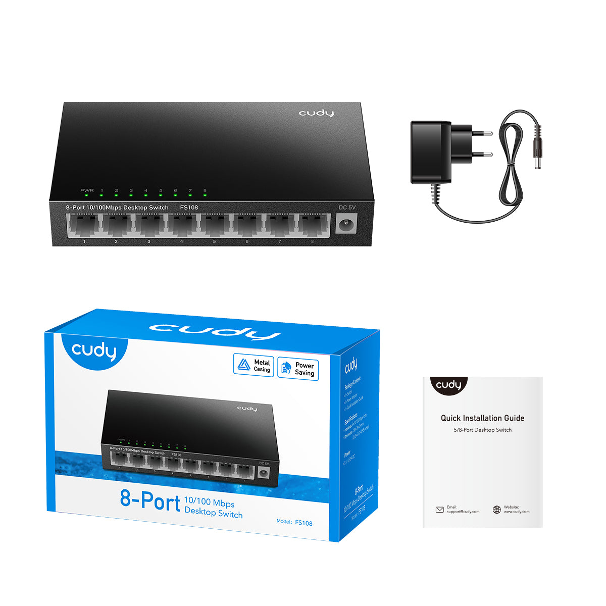 CUDY FS108 - 8-Port 10/100 Mbps Metal Switch view 3