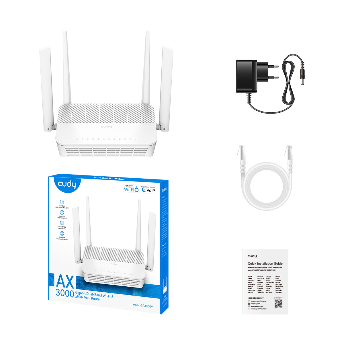 Cudy GP3000V - AX3000 Wi-Fi 6 VoIP GPON Router view 6