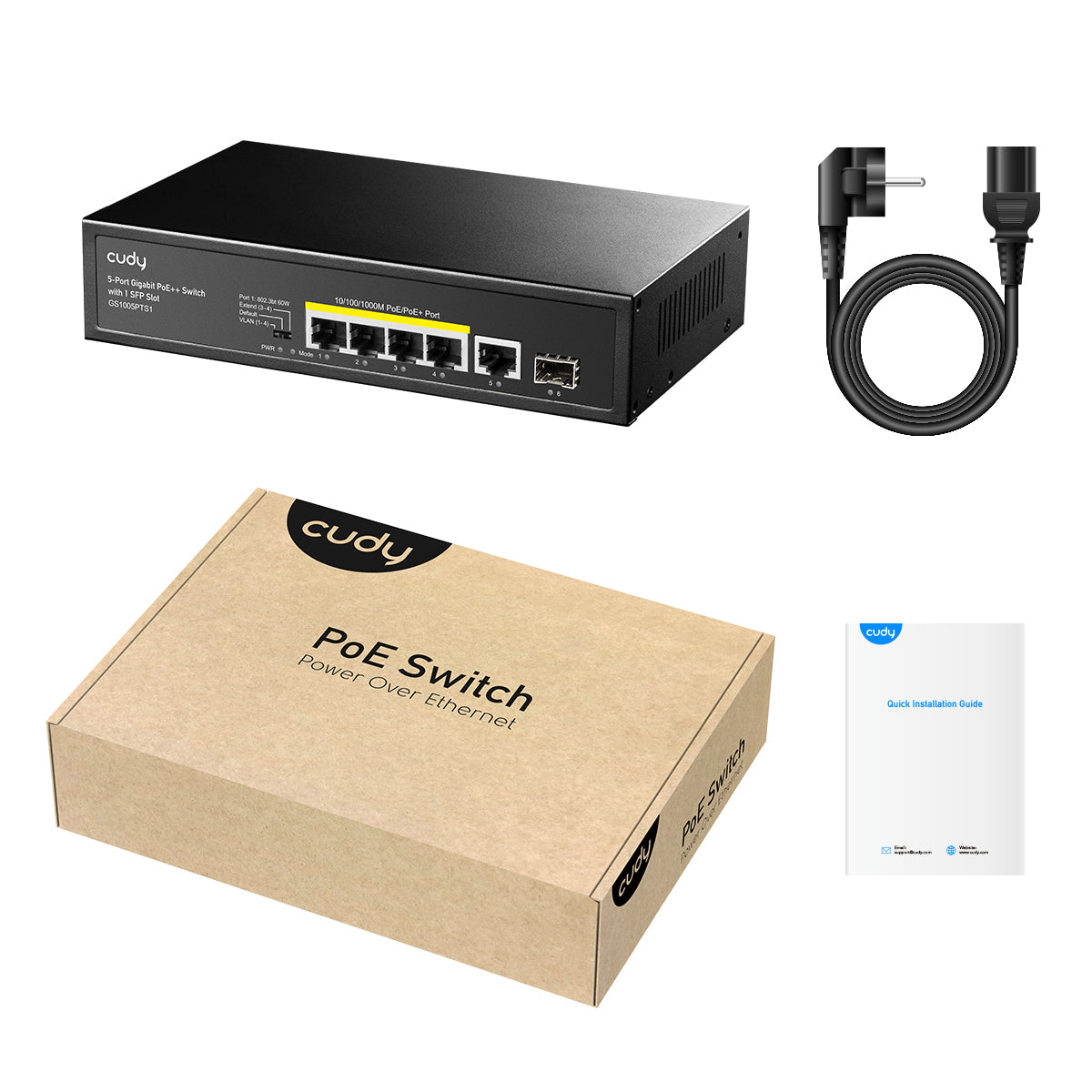 Cudy GS1005PTS1 - 5-Port Gigabit PoE+ Switch with 1 SFP Port 120W view 4