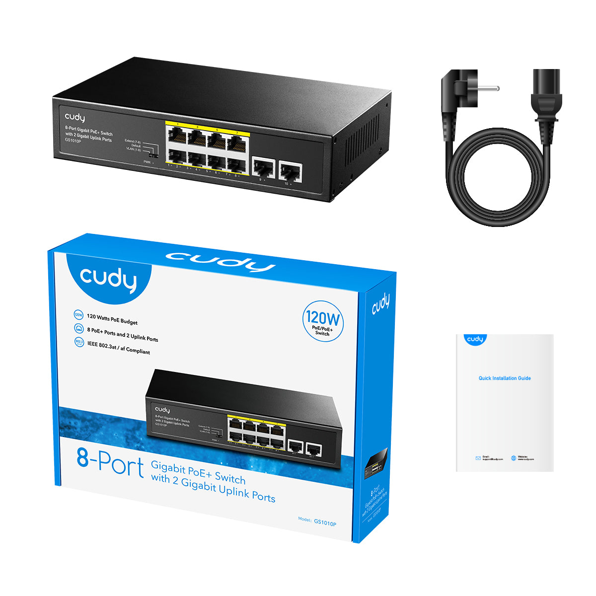 Cudy GS1010P - 8-Port Gigabit PoE+ Switch with 2 Gigabit Uplink Ports 120W                                            view 5