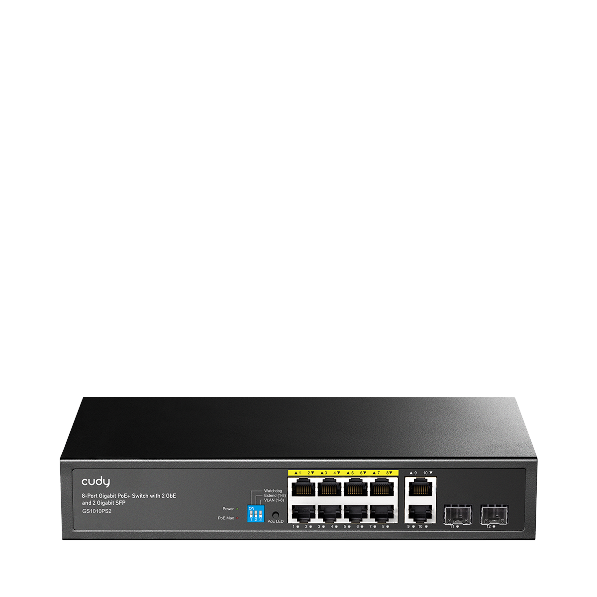 Cudy GS1010PS2 - 8-Port Gigabit PoE+ Switch with 2 Gigabit Uplink ports and 2 Gigabit SFP slot 120W