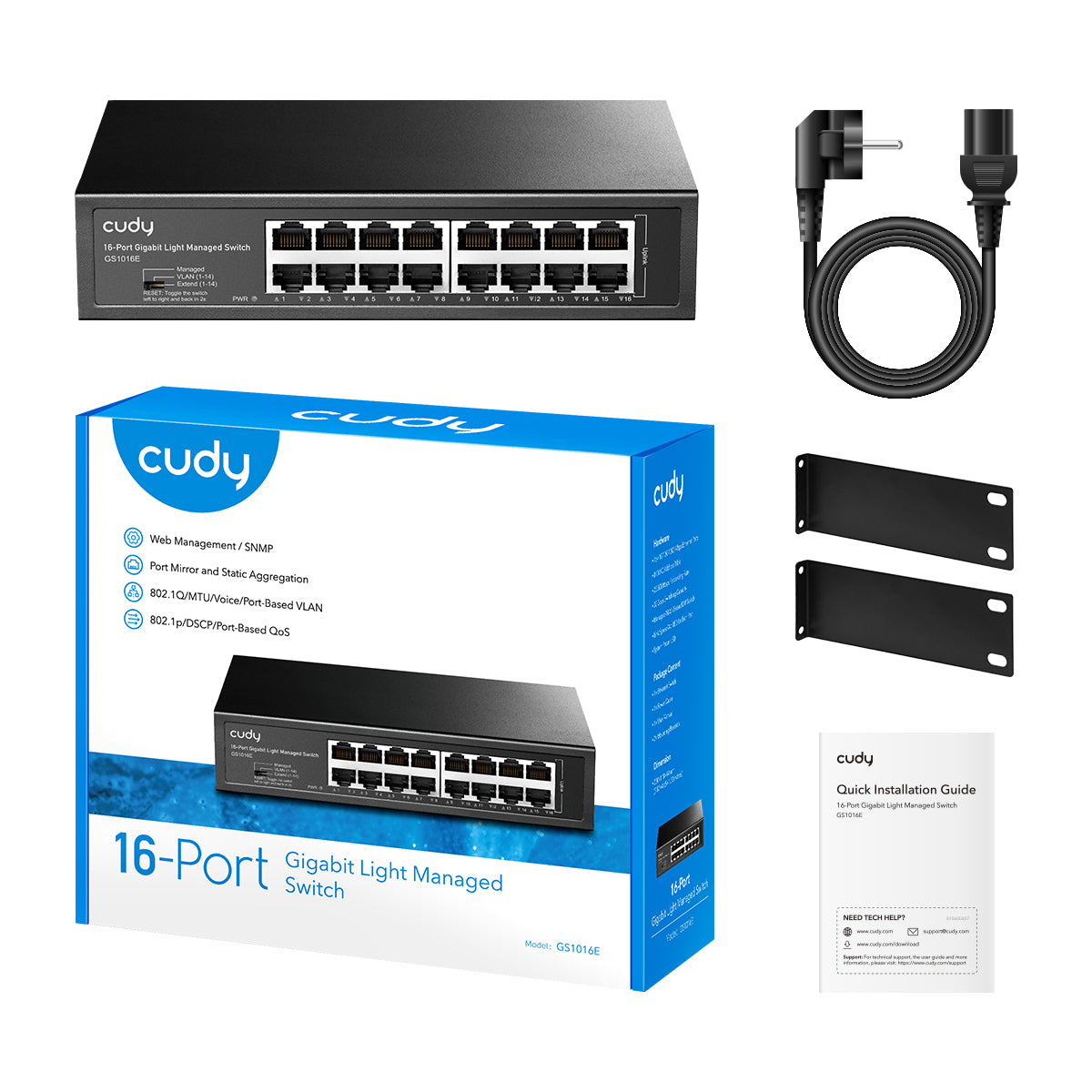 CUDY GS1016 - 16-Port Gigabit Metal Switch view 2