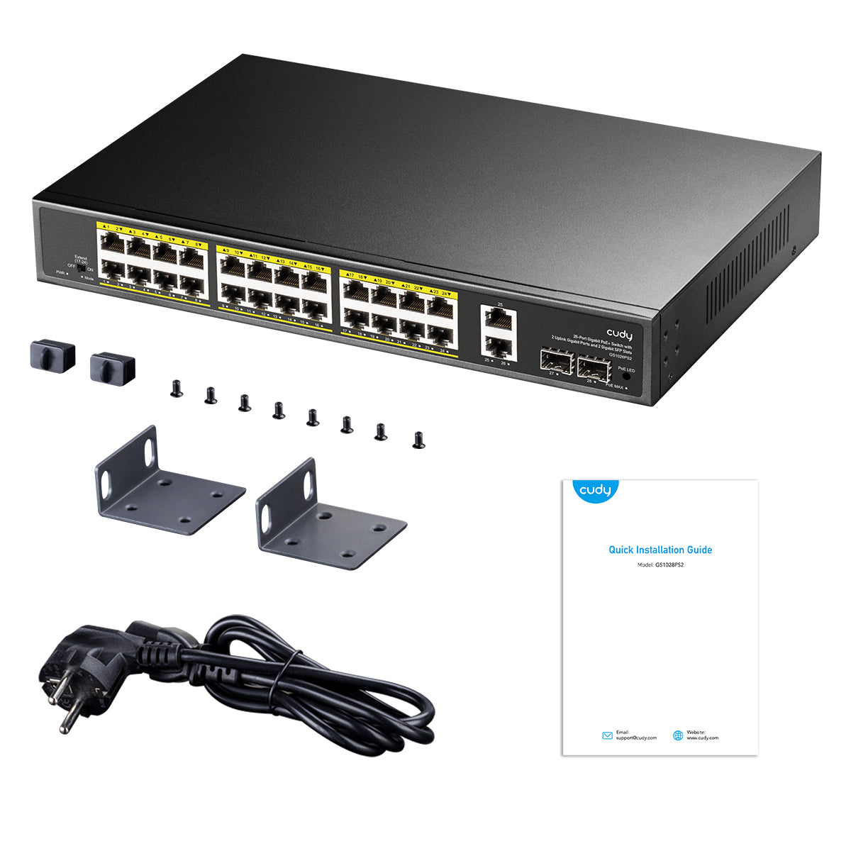 Cudy GS1026PS2 - 24-Port Gigabit PoE+ Switch with 2 Uplink Gigabit Ports and 2 Gigabit SFP Slots 300W view 4