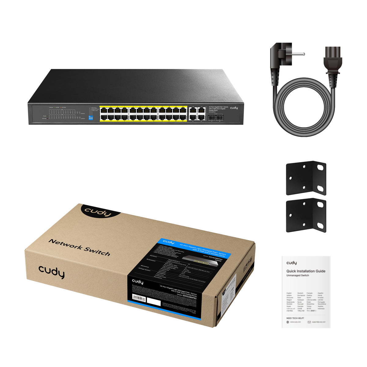 Cudy GS1028EPS2 - 24-Port Gigabit Light Managed PoE+ Switch with 2 SFP 300W view 2