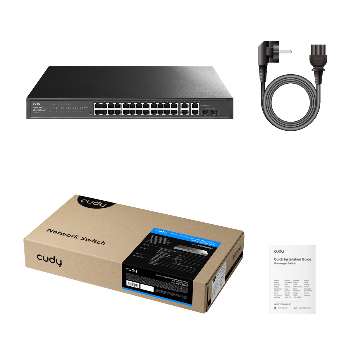 Cudy GS1028ES2 - 26-Port Gigabit Light Managed Switch with 2 Combo Ports view 2