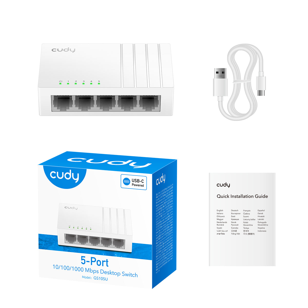 Cudy GS105U - 5-Port Gigabit Switch with USB C view 3