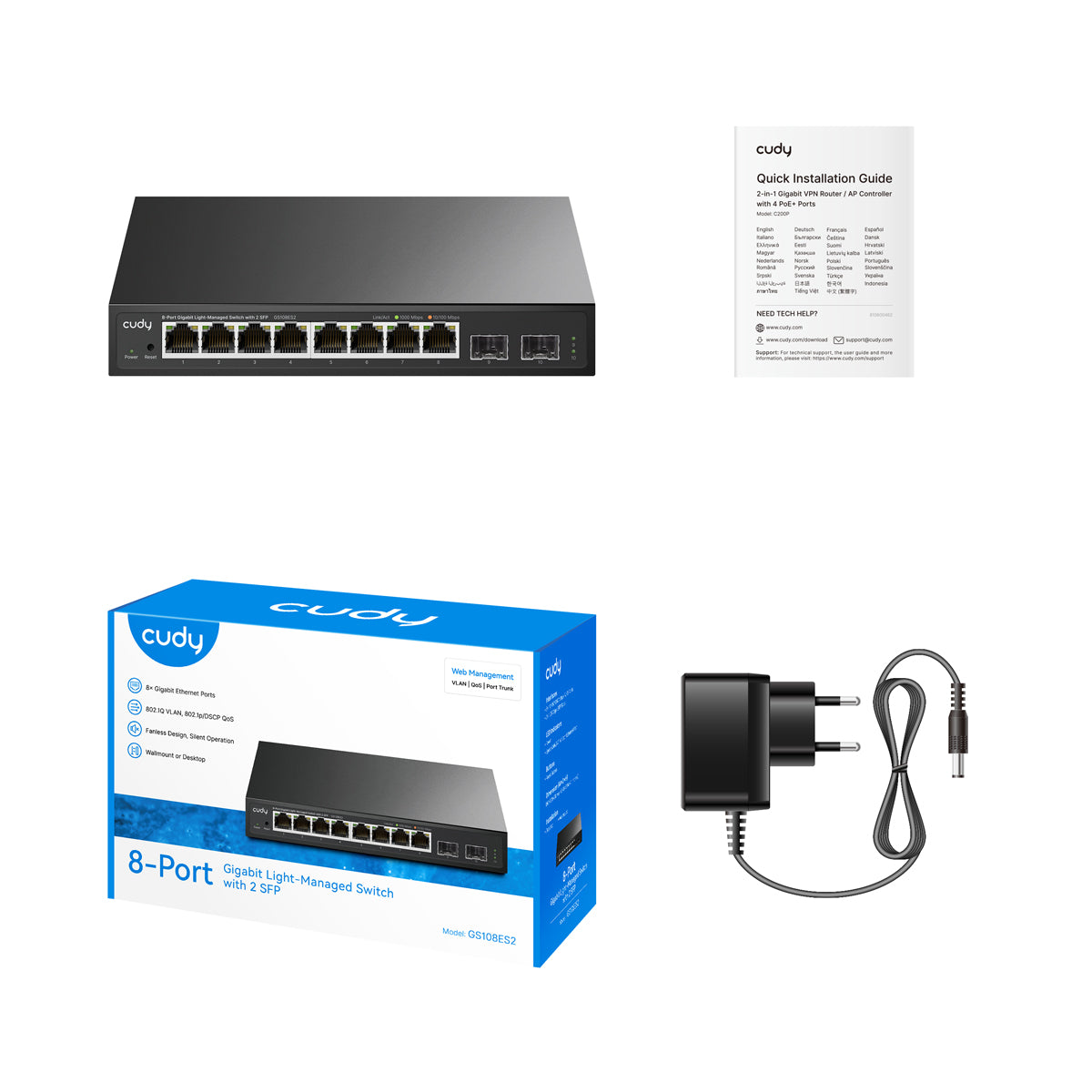 Cudy GS108ES2 - 8-Port Gigabit Light Managed Switch with 2 SFP view 2