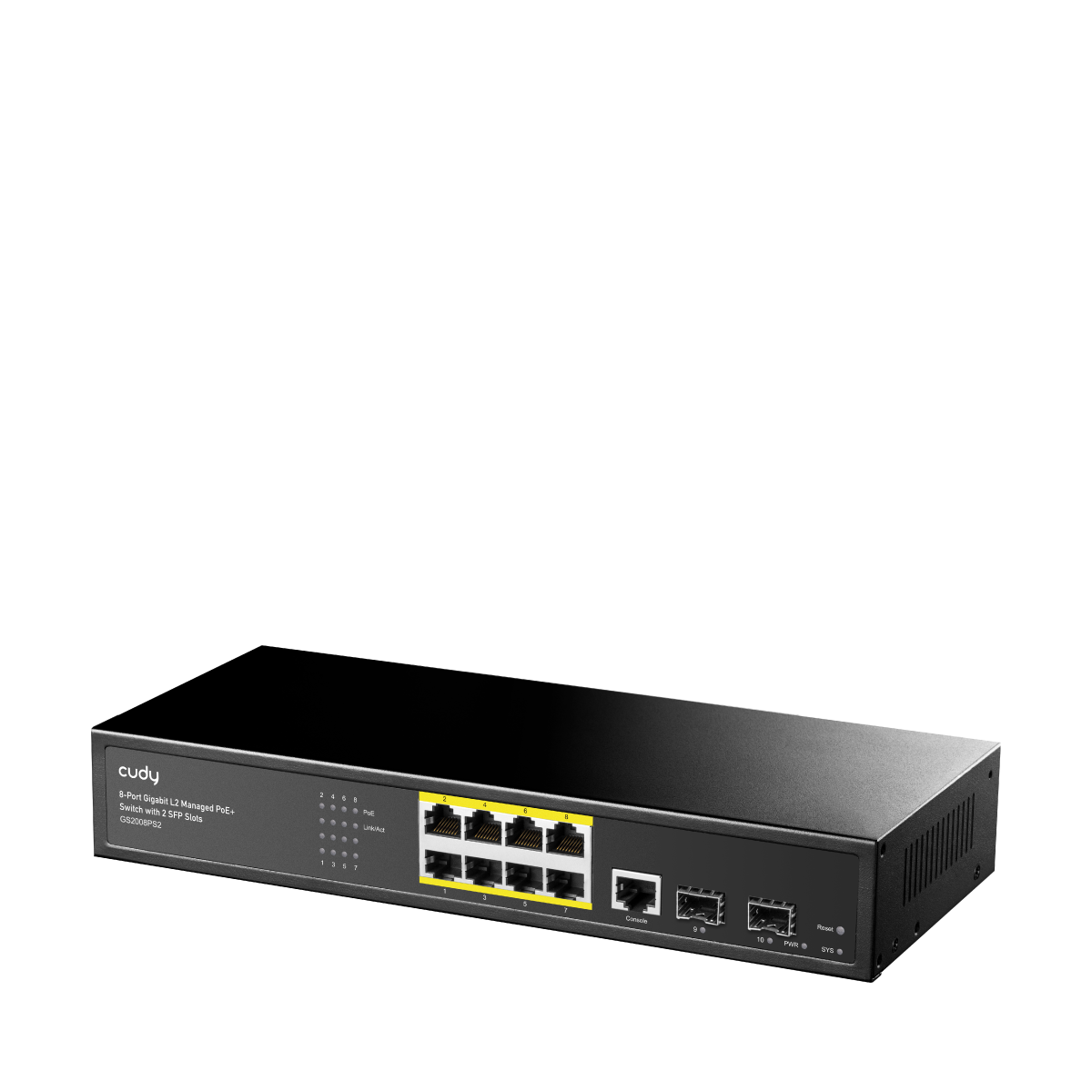 Cudy GS2008PS2 - 8-Port Layer 2 Managed Gigabit PoE+ Switch with 2 Gigabit SFP Slots, 120W view 2