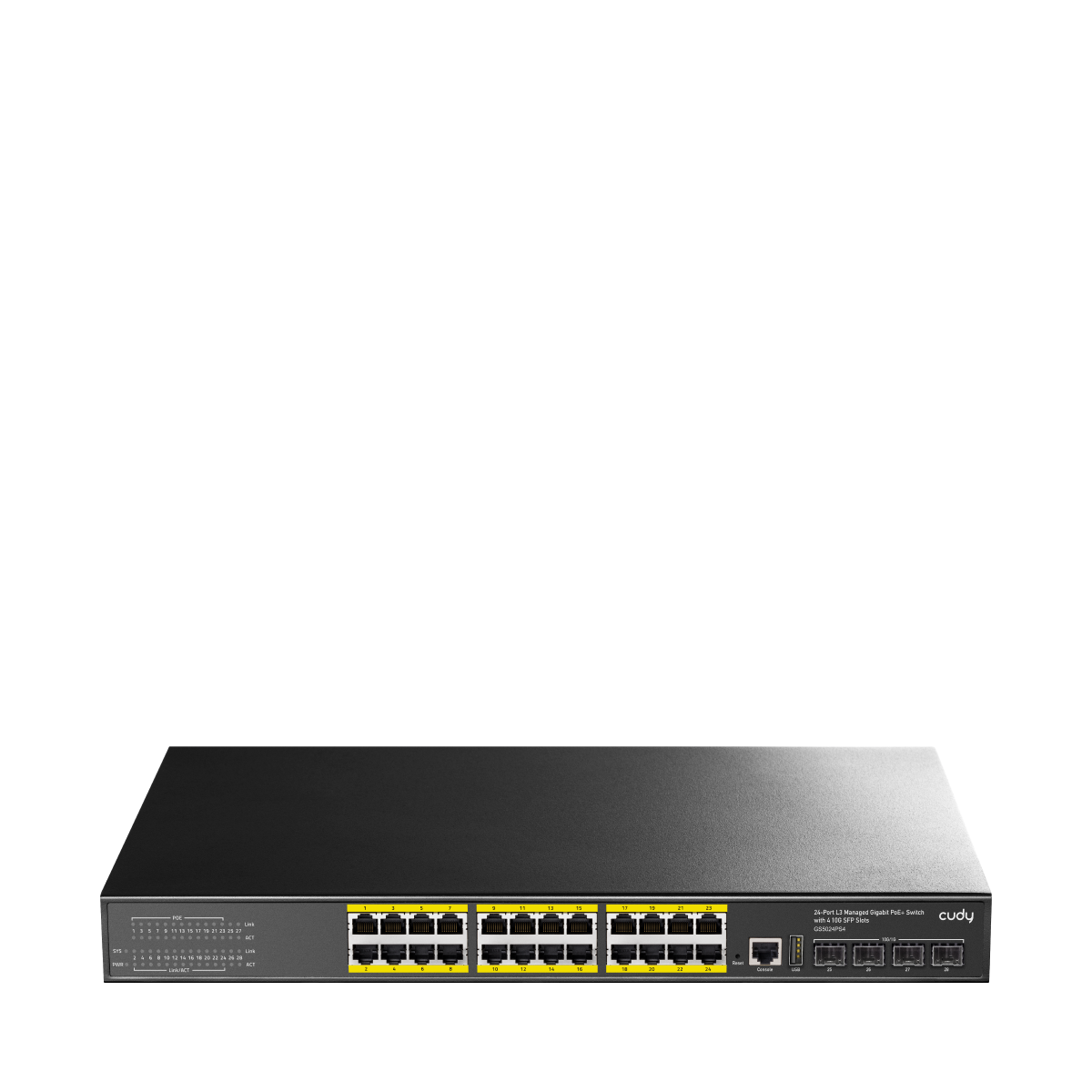 Cudy GS5024PS4-400W - 24-Port Layer 3 Managed Gigabit PoE+ Switch with 4 10G SFP Slots, 400W