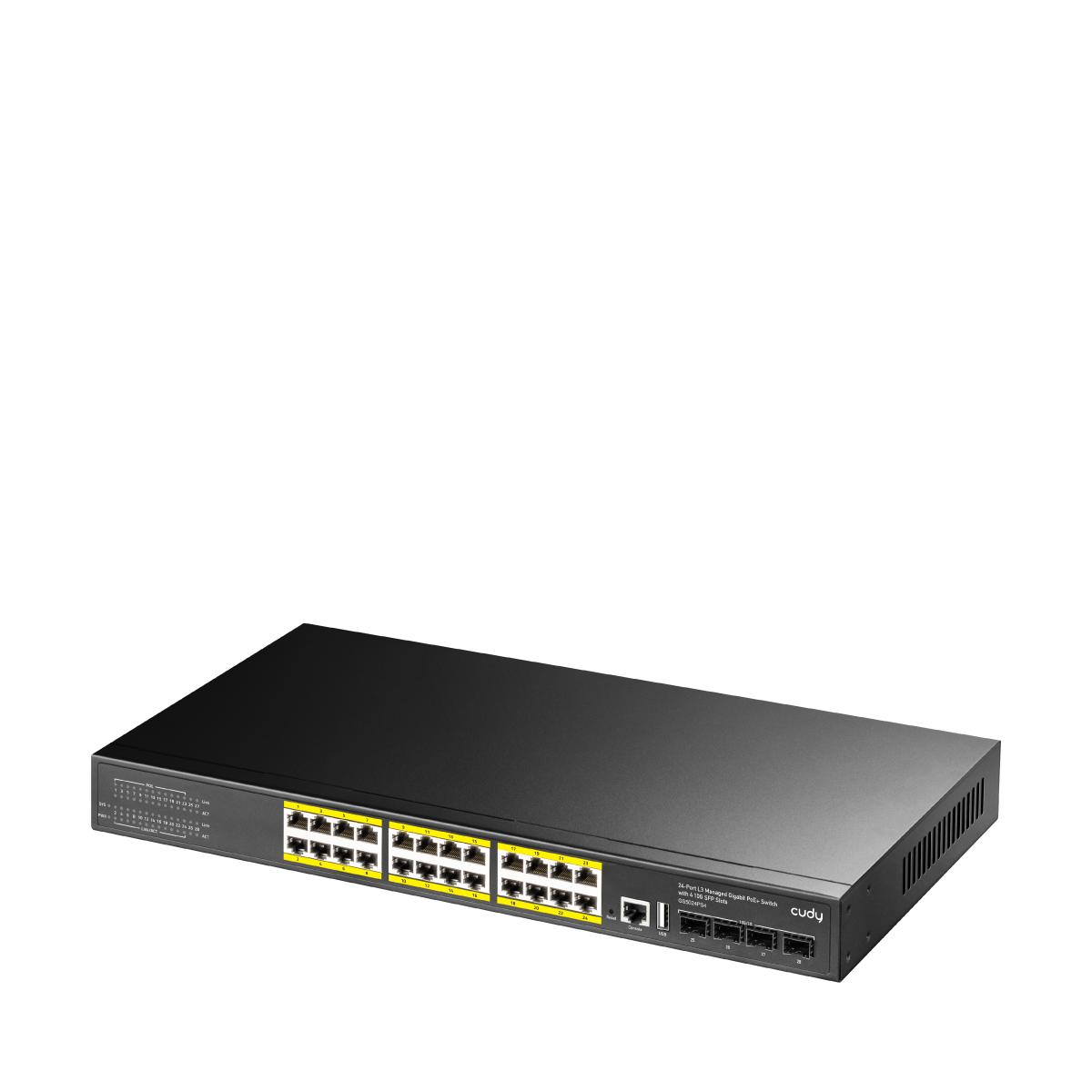 Cudy GS5024PS4-400W - 24-Port Layer 3 Managed Gigabit PoE+ Switch with 4 10G SFP Slots, 400W view 2