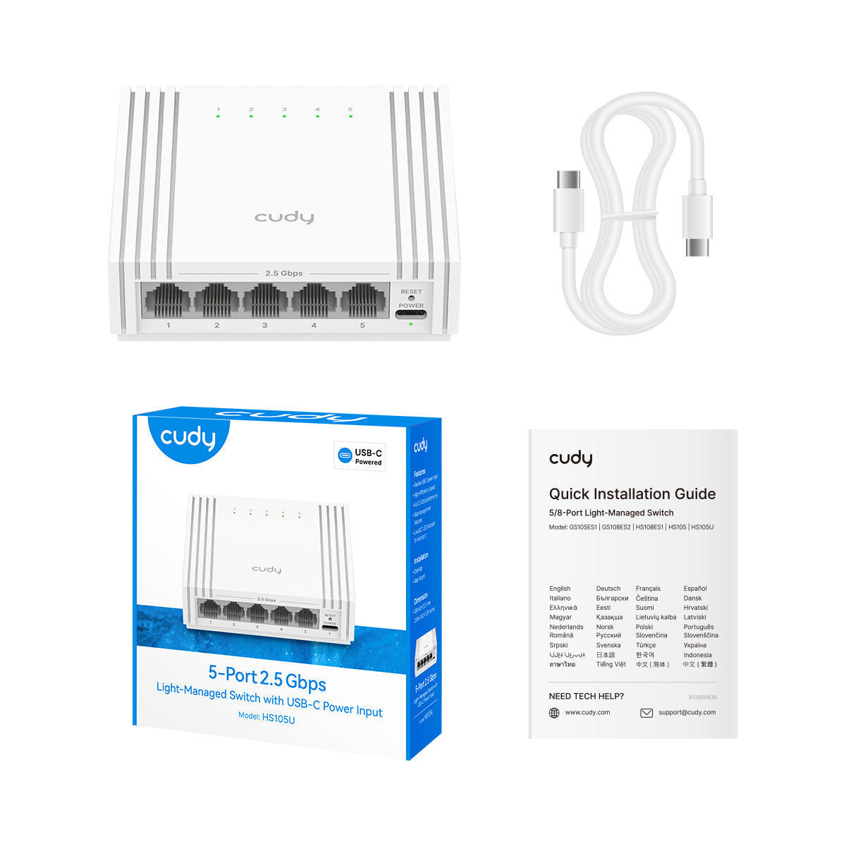 Cudy HS105U - 5-Port 2.5G Light Managed Switch with USB-C view 3