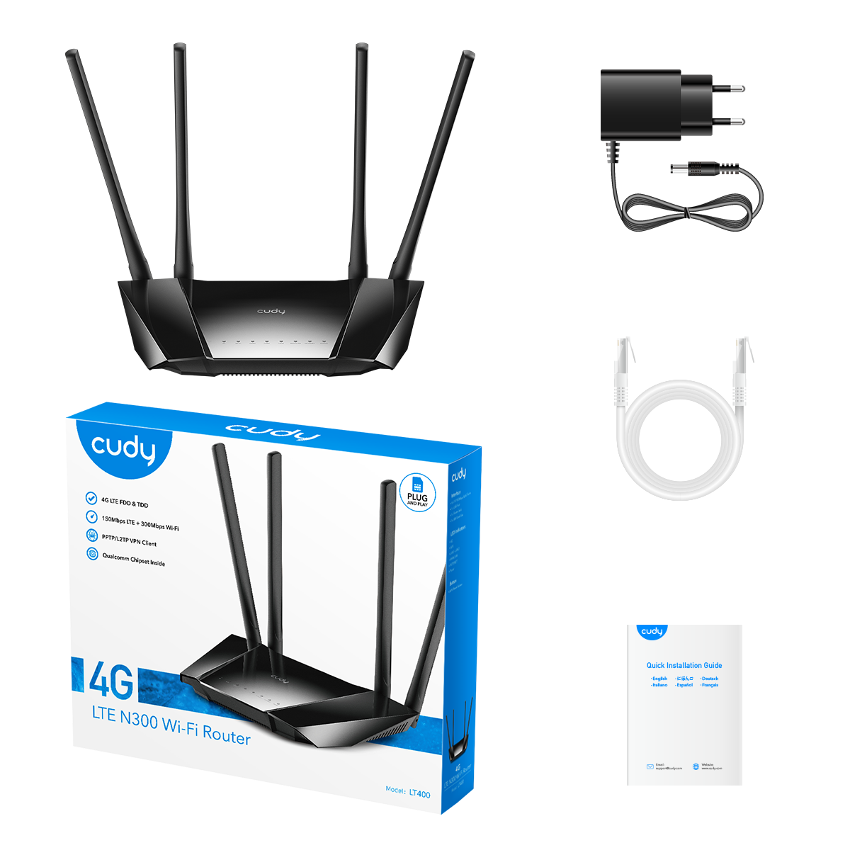 Cudy LT400  -  N300 Wi-Fi 4G LTE Cat4  Router view 5
