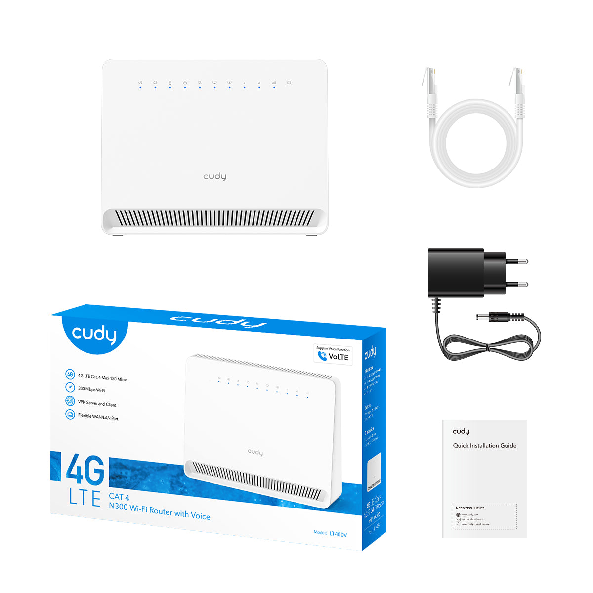 Cudy LT400V - N300 Wi-Fi 4G LTE-Cat4 VoLTE Router view 3