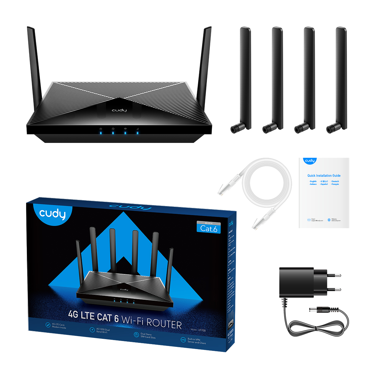 Cudy LT700 -  AC1200 Wi-Fi 4G LTE-Cat6 Gigabit Router view 5