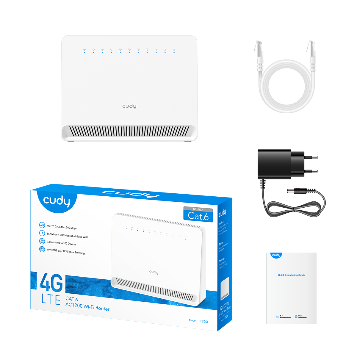 Cudy LT700E - AC1200 Wi-Fi 4G LTE-Cat6 Gigabit Router view 4