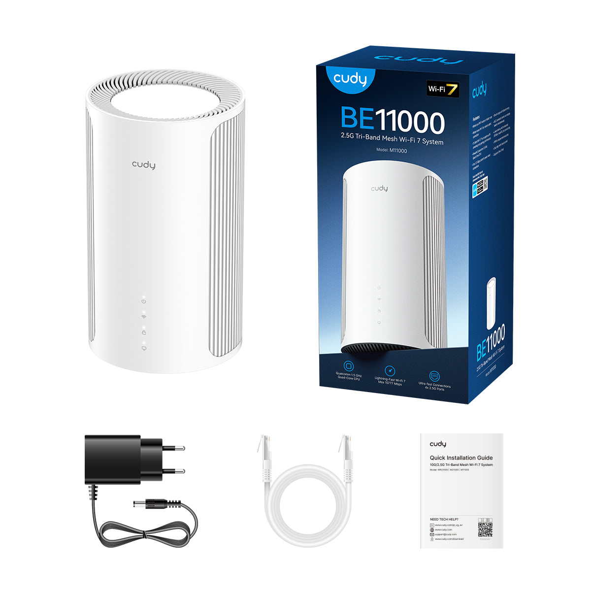 Cudy M11000(1-Pack) - BE11000 2.5G Tri-Band Wi-Fi 7 Mesh Solution view 3