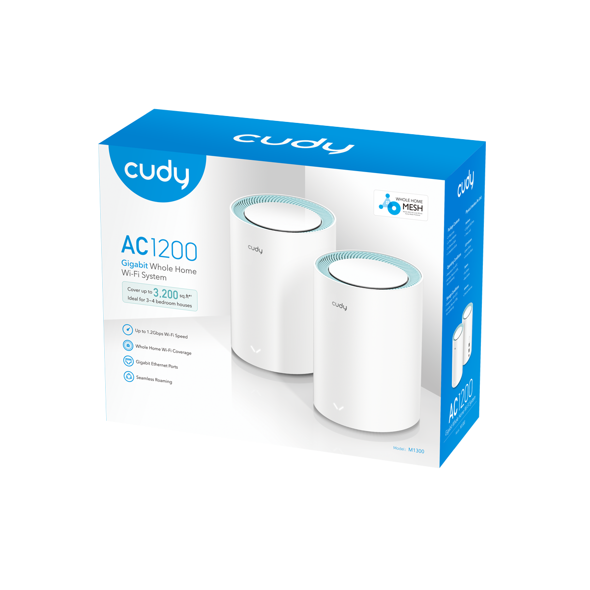 CUDY M1300(2-Pack) - AC1200 Wi-Fi Gigabit Mesh Solution view 3