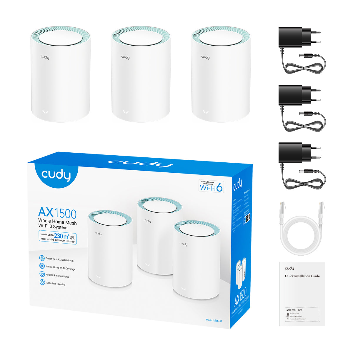 Cudy M1500(3-Pack)  - AX1500 Gigabit Wi-Fi 6 Mesh Solution view 2