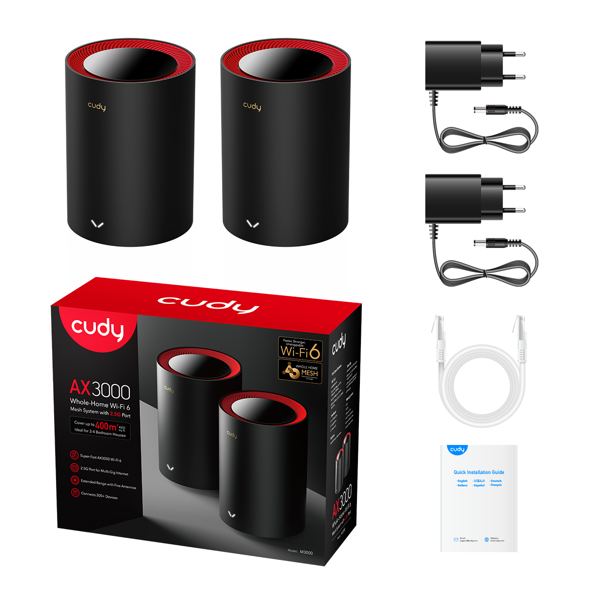 Cudy M3000(2-Pack) - AX3000 Wi-Fi 6 Mesh  2.5G Solution  view 3