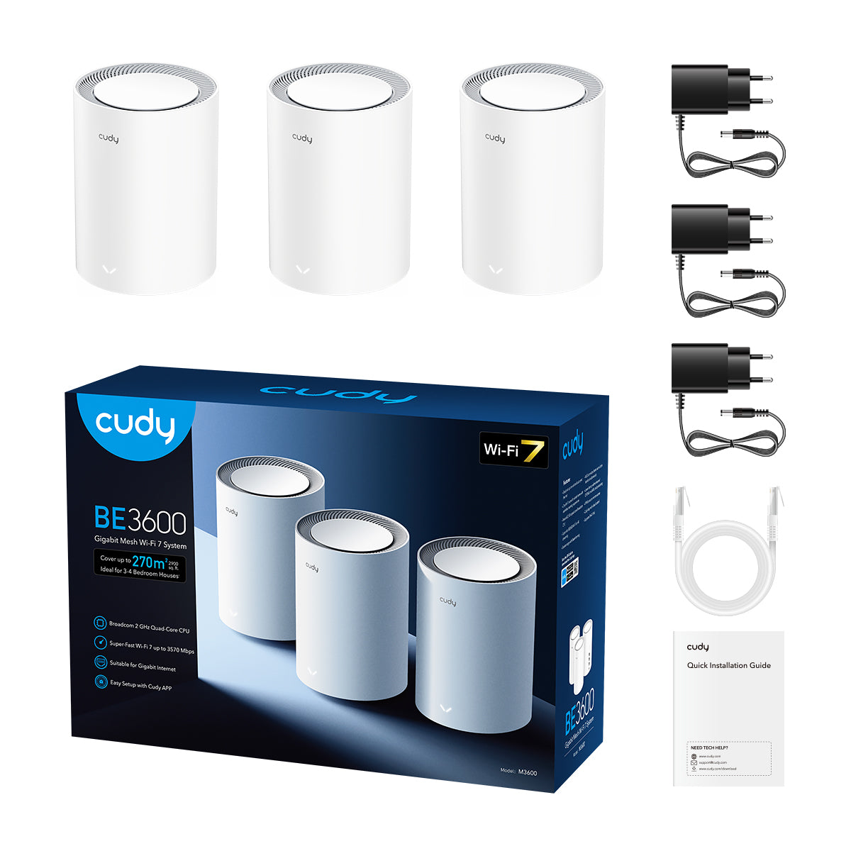 Cudy M3600(3-Pack) - BE3600 Wi-Fi 7 Mesh Solution view 3