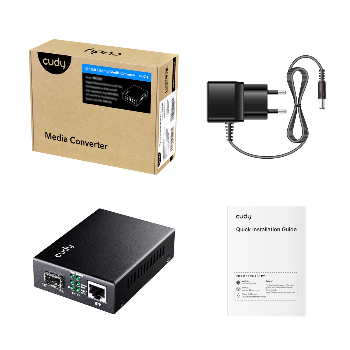 Cudy MC220P - 10/100/1000M Gigabit PoE+ Media Converter   view 3