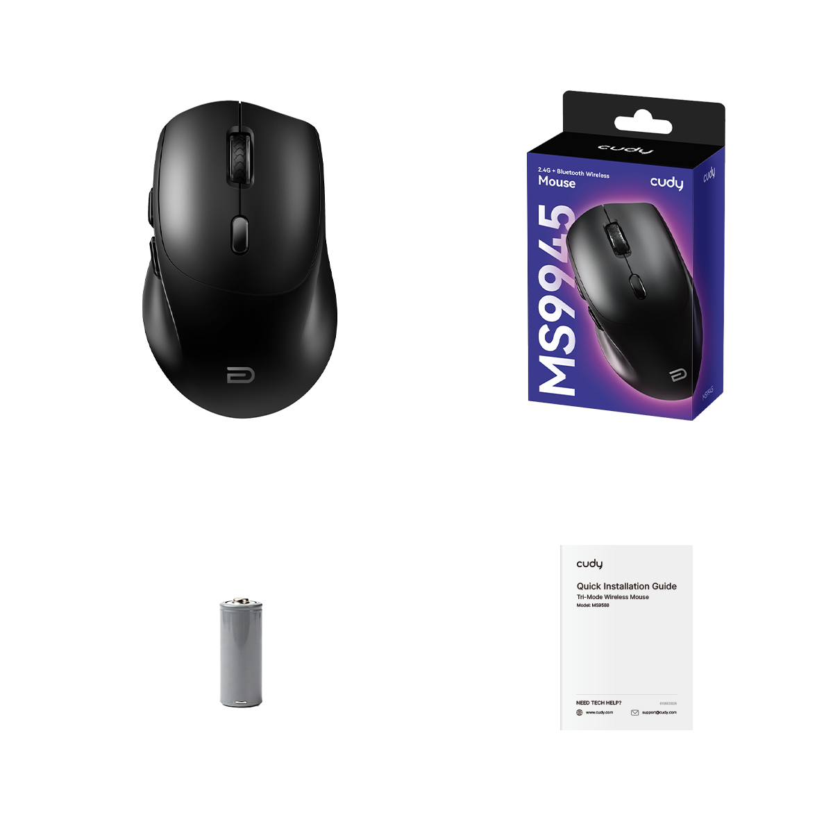 Cudy MS9945_Black - 2.4G/Bluetooth Wireless Mouse view 3
