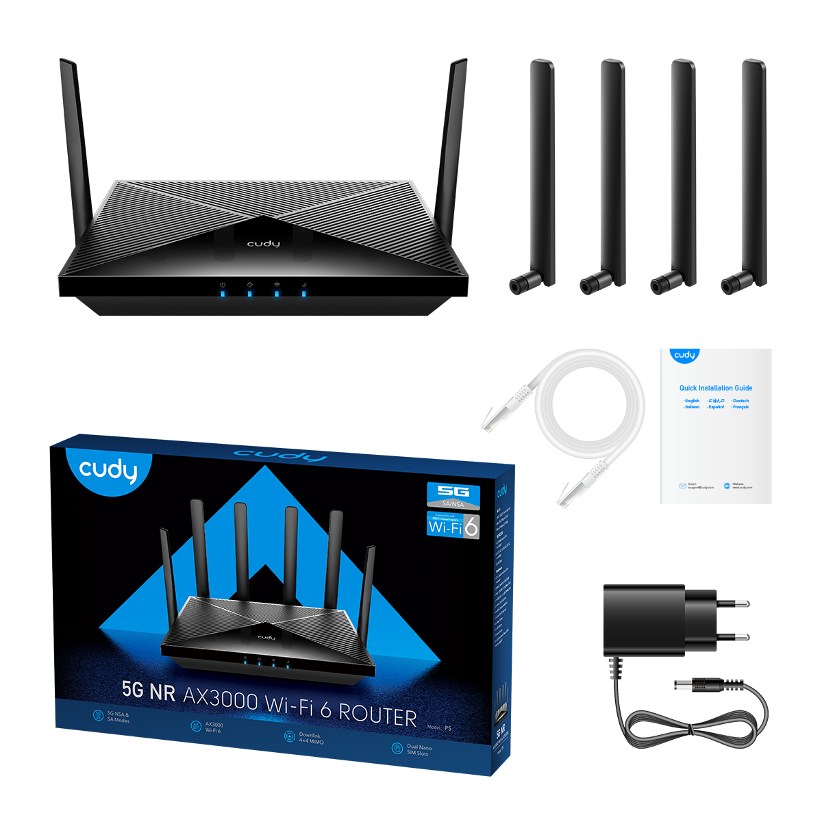 Cudy P5_US - AX3000 Wi-Fi 6 5G Mesh  Gigabit Router view 5