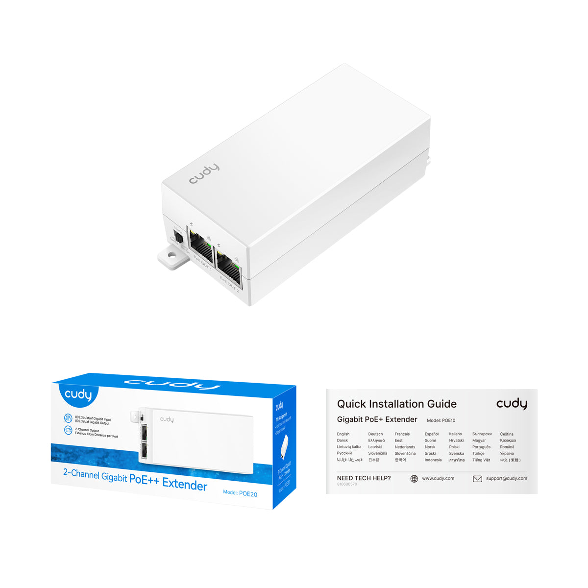 Cudy POE20 - 2-channel Gigabit PoE++ Extender view 3