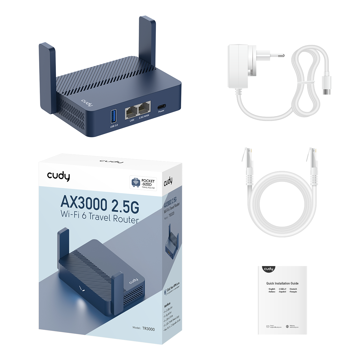 Cudy TR3000 - AX3000 2.5G Wi-Fi 6 Mesh Router with USB view 2