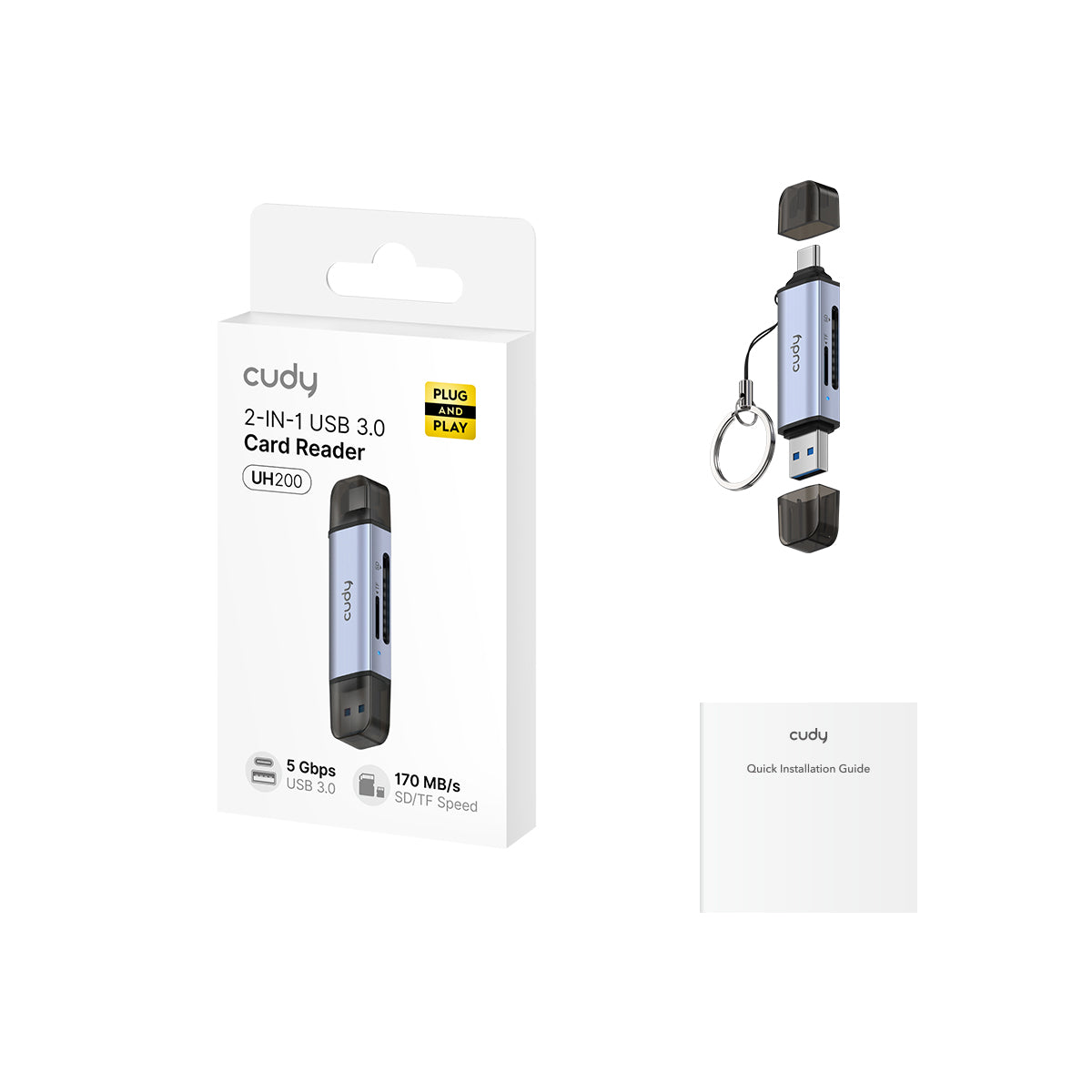 Cudy UH200 - 2-IN-1 Dual USB 3.0 SD/TF Card Reader view 4