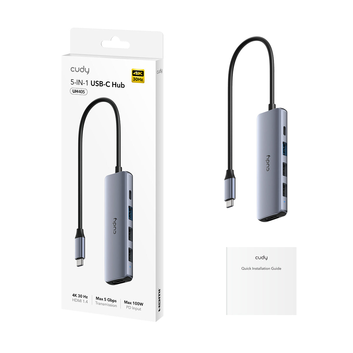 Cudy UH405 - 5-IN-1 USB-C Hub with 4K HDMI view 2