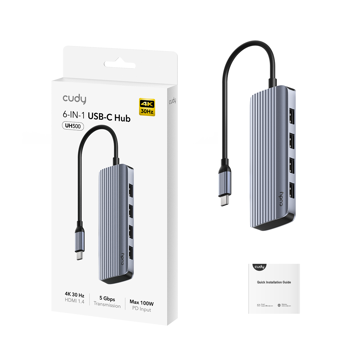 Cudy UH500 - 6-IN-1 USB-C Hub with 4K HDMI view 4