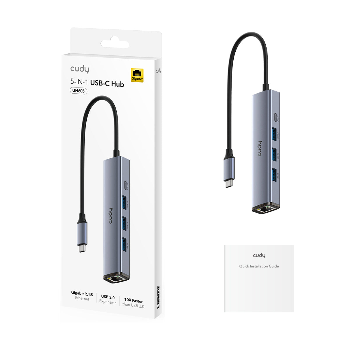 Cudy UH605 - 5-IN-1 USB Hub with GbE view 2