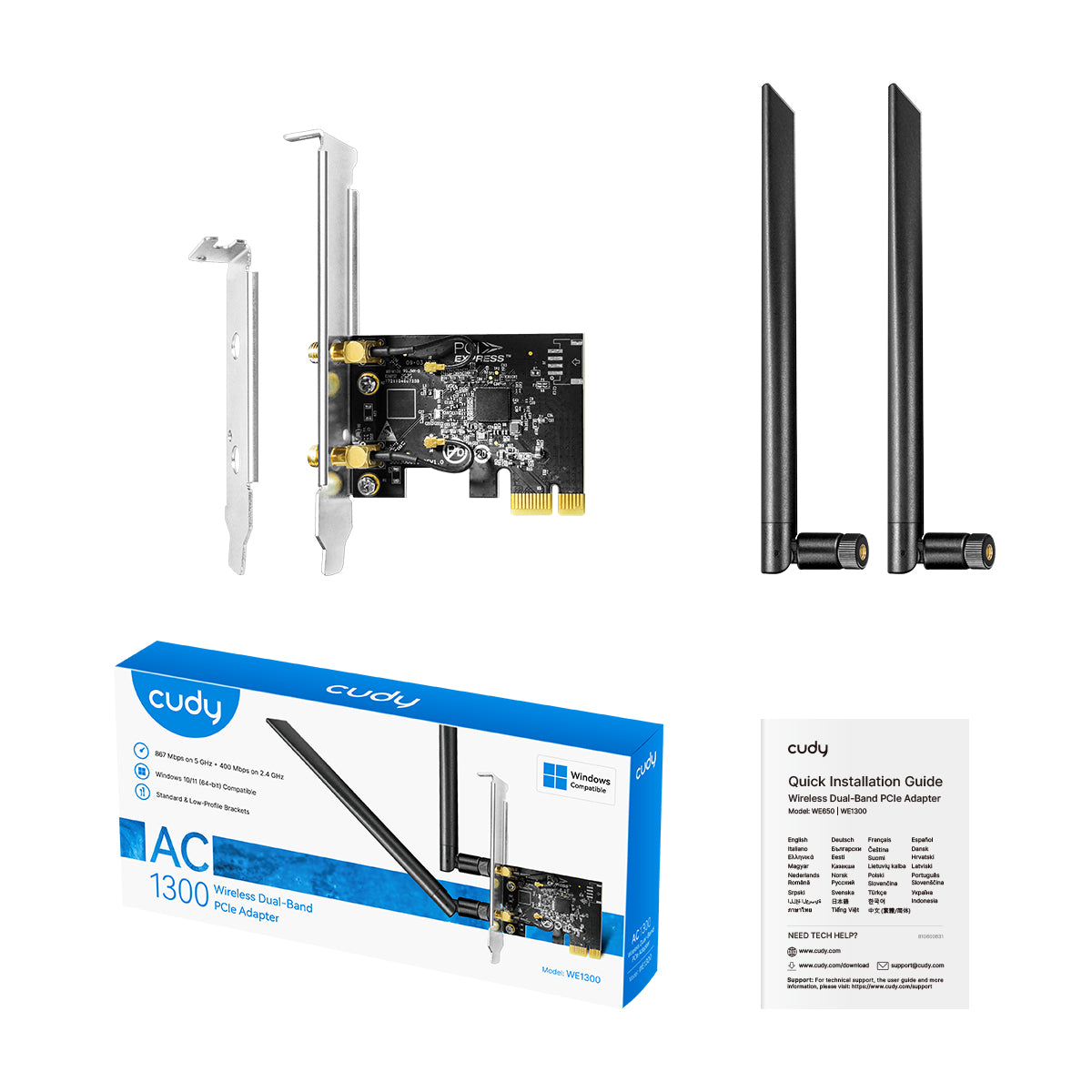 Cudy WE1300 - AC1300 Wireless Dual Band PCIe Adapter view 3