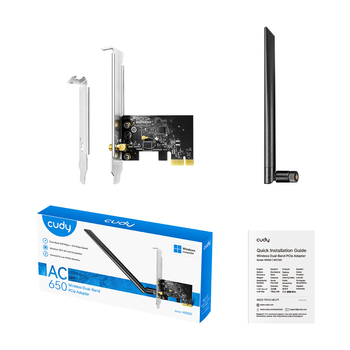 Cudy WE650 - AC650 Wireless Dual-Band PCIe Adapter view 2