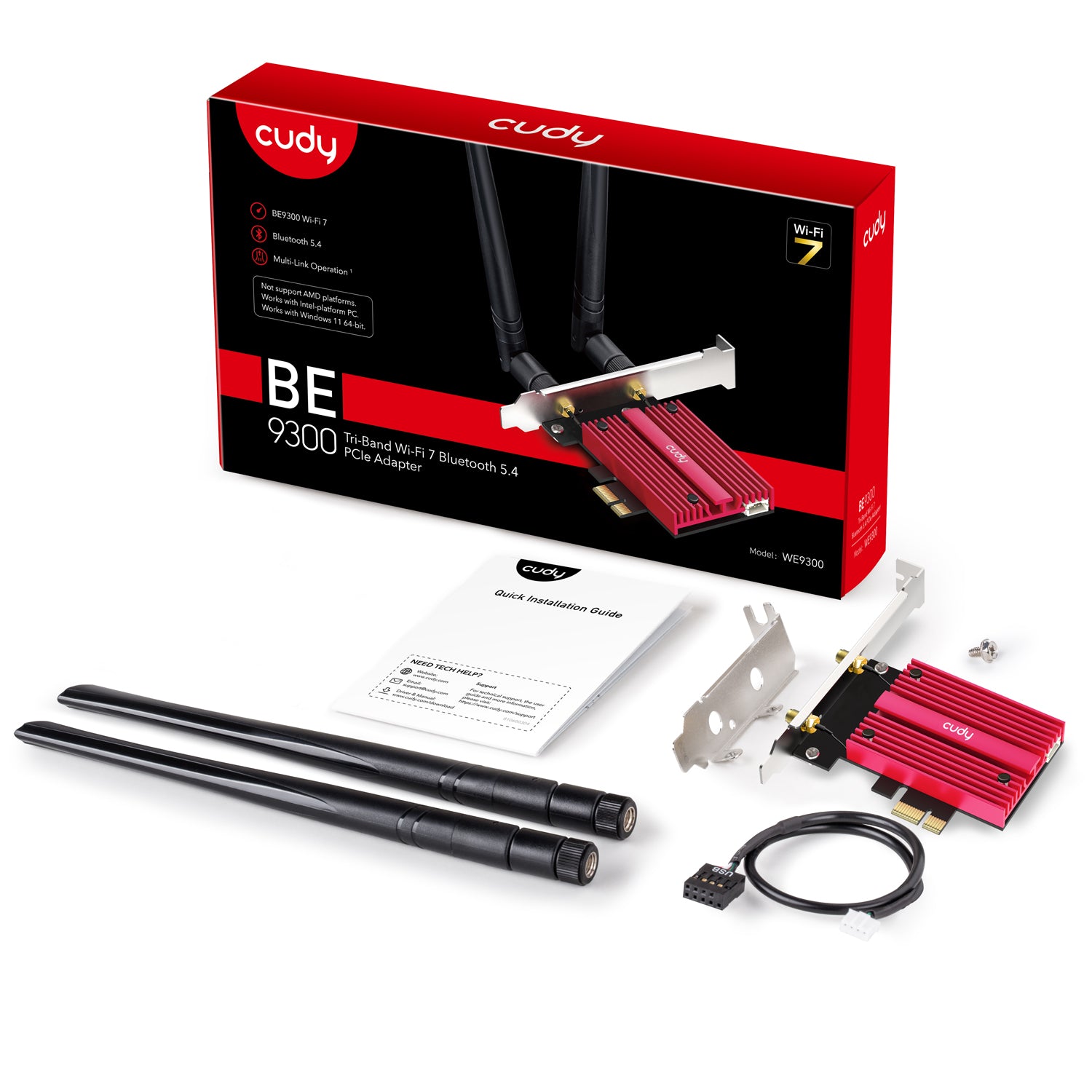 Cudy WE9300 - BE9300  Wi-Fi 7 PCI Express Adapter  view 6