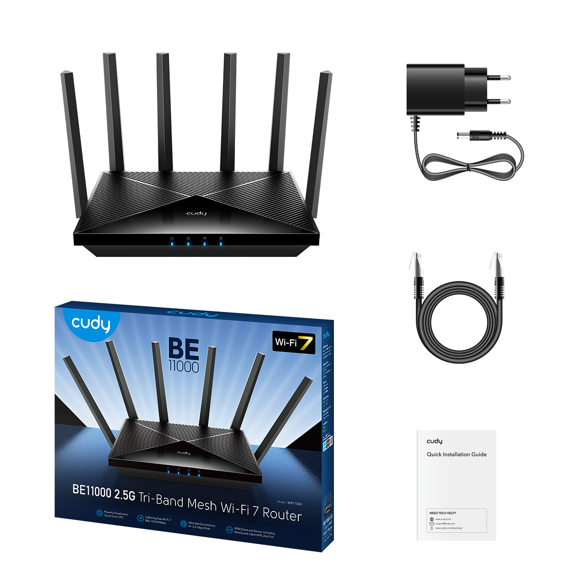 Cudy WR11000 - BE11000 2.5G Tri-Band Wi-Fi 7 Mesh Router view 3