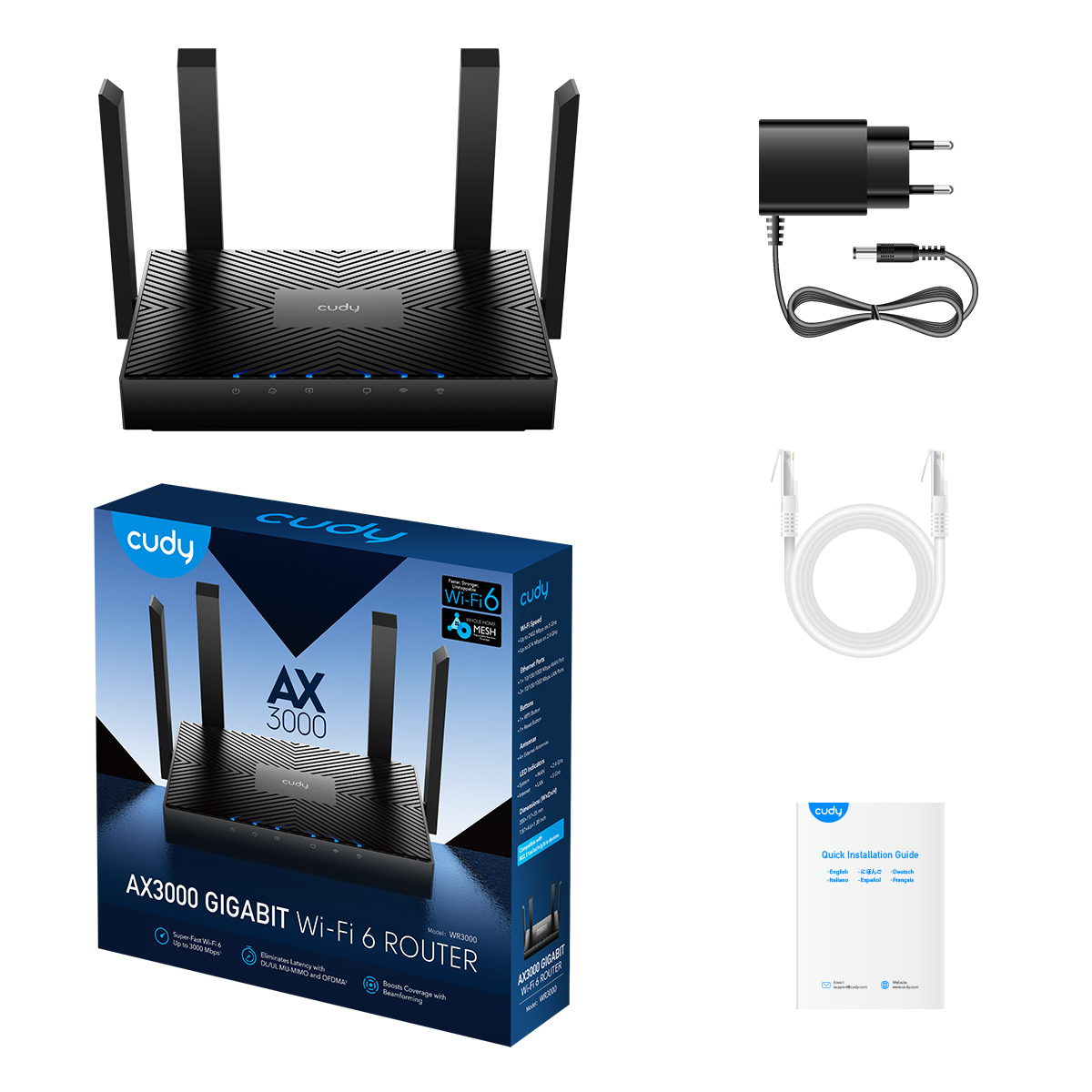 Cudy WR3000 - AX3000 Gigabit Wi-Fi 6 Mesh Router view 6