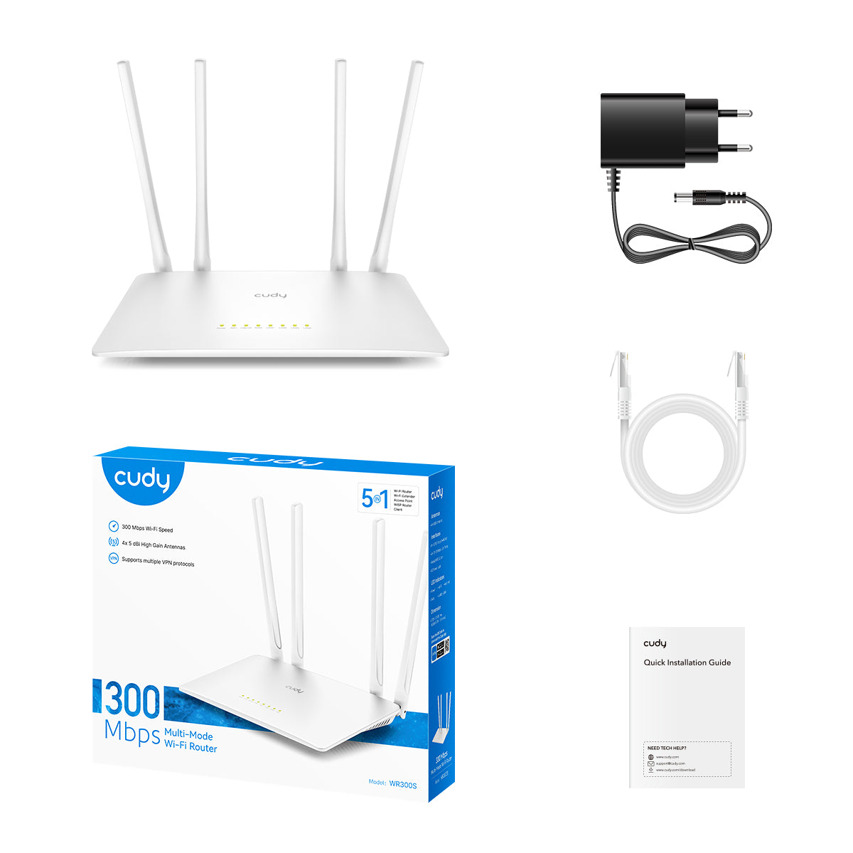 CUDY WR300S - N300 Wi-Fi Router  view 2